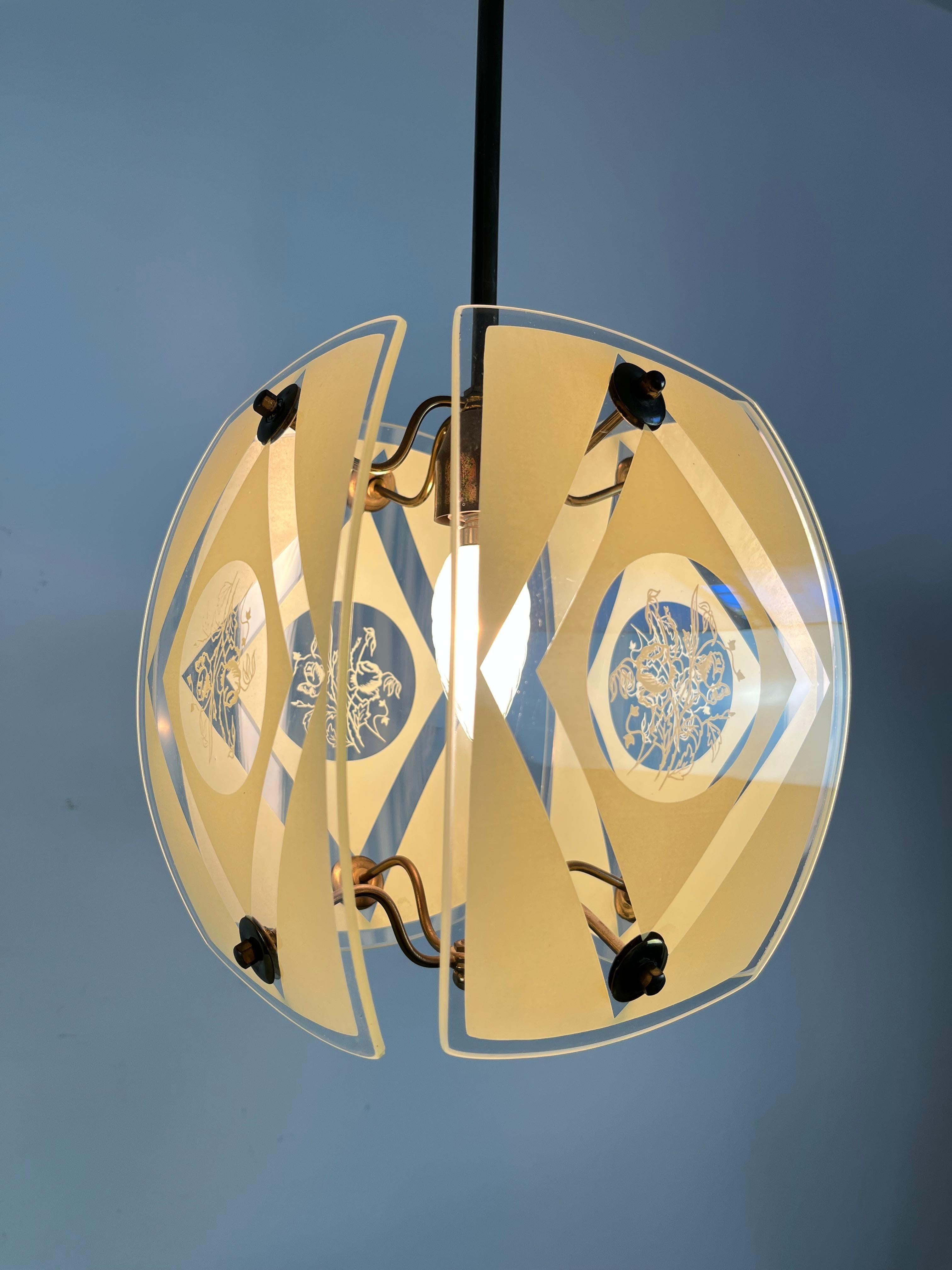 Lampadario in vetro di Murano e ottone, in stile Pietro Chiesa, anni '50 in vendita 5