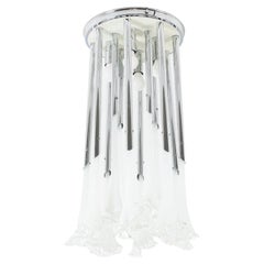 Chandelier in Murano glass and chrome metal. 1970s.