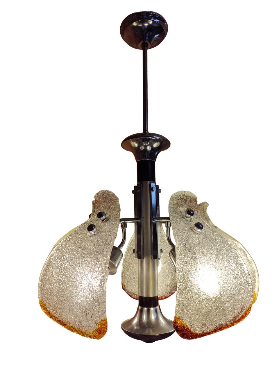 Chandelier in Murano glass  by Mazzega Italy  1970's For Sale 6