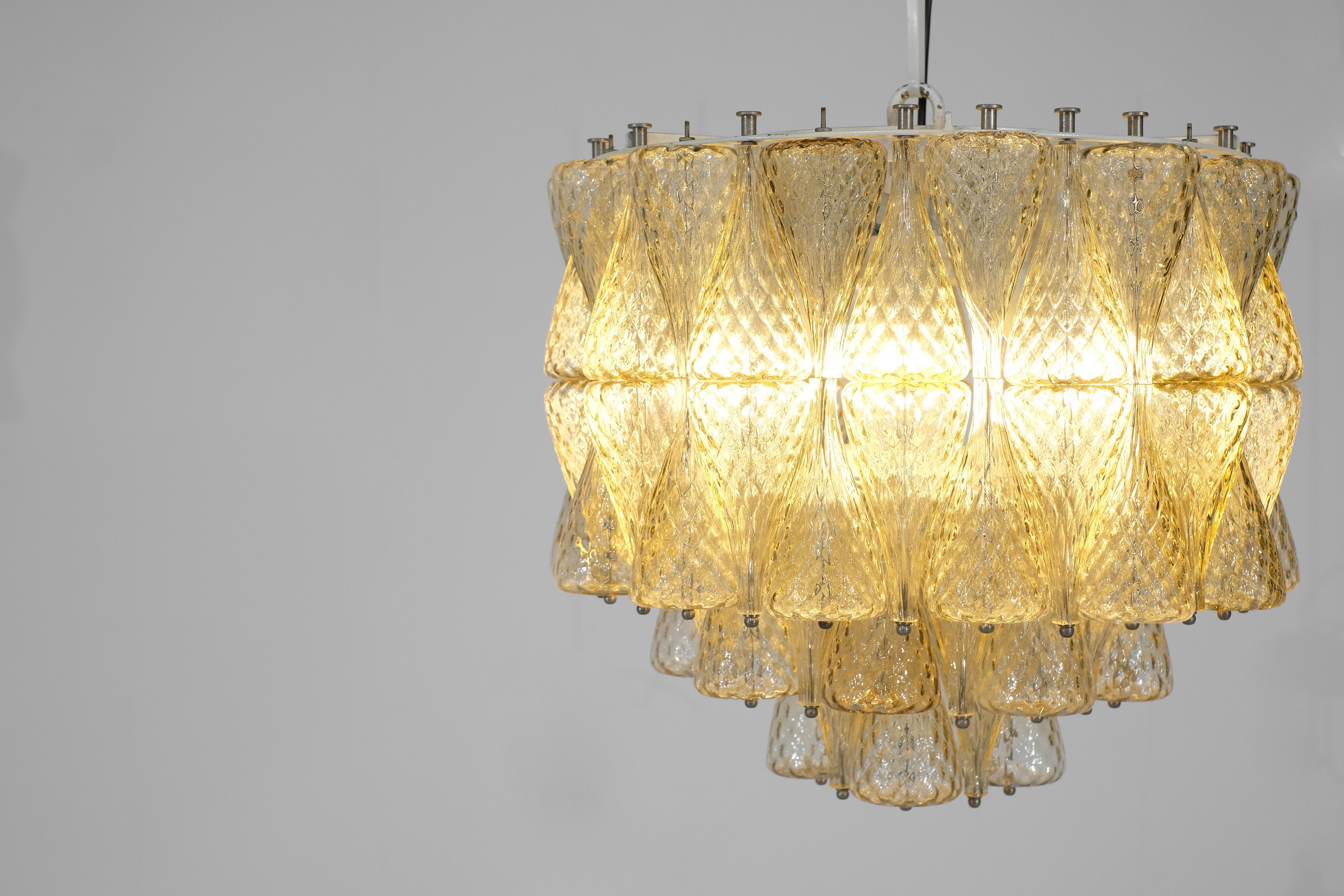 Glass Chandelier in Murano glass, Italy 1970s. For Sale