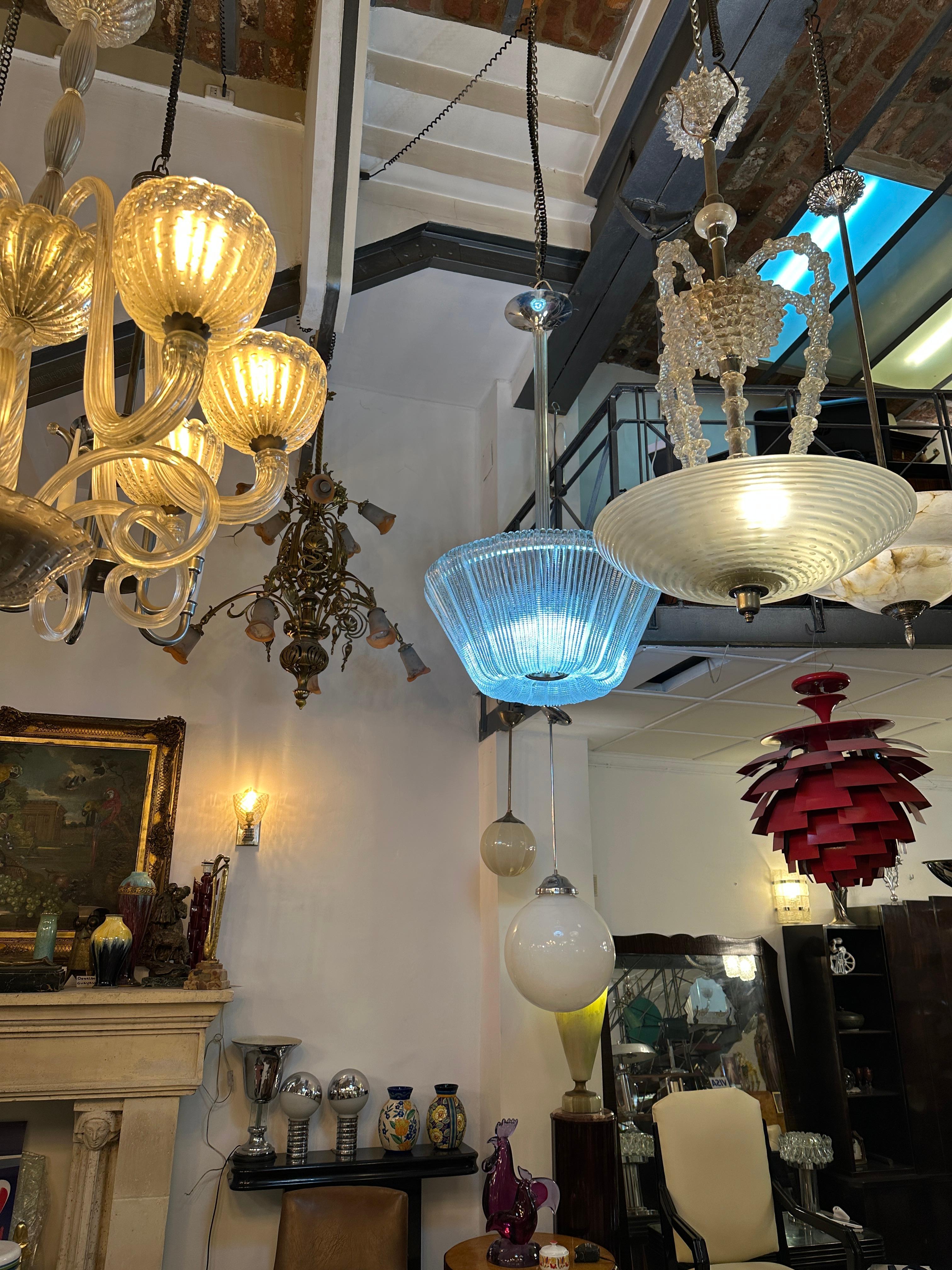 Lámpara de araña de Murano al estilo Venini, Art Déco, 1940 en venta 3