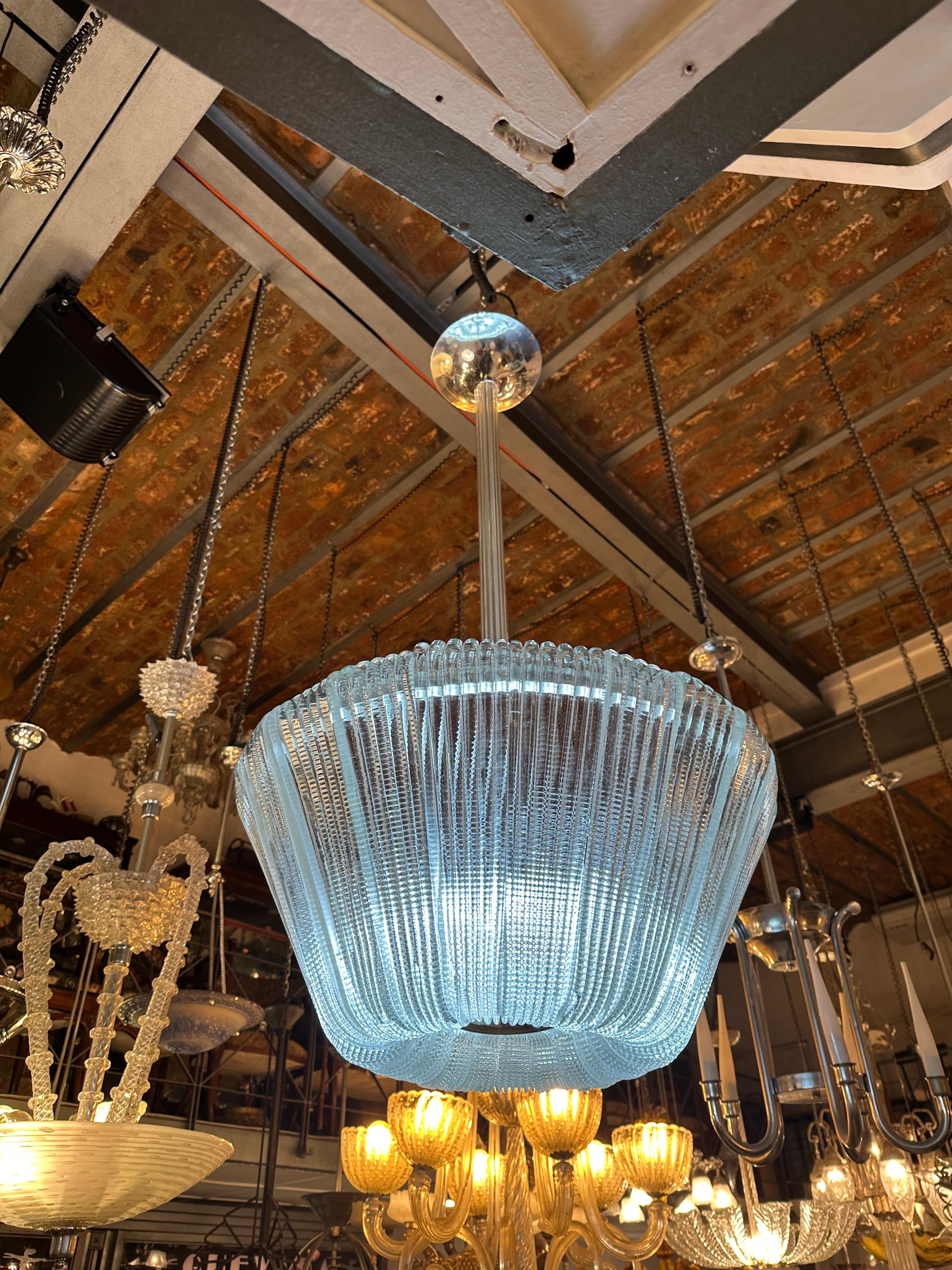 Lámpara de araña de Murano al estilo Venini, Art Déco, 1940 en venta 5