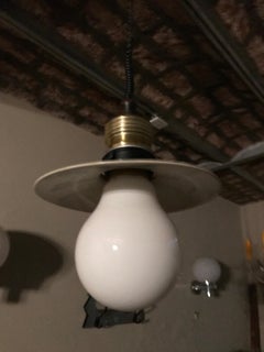 Chandelier in Opaline and Iron, 50°, France