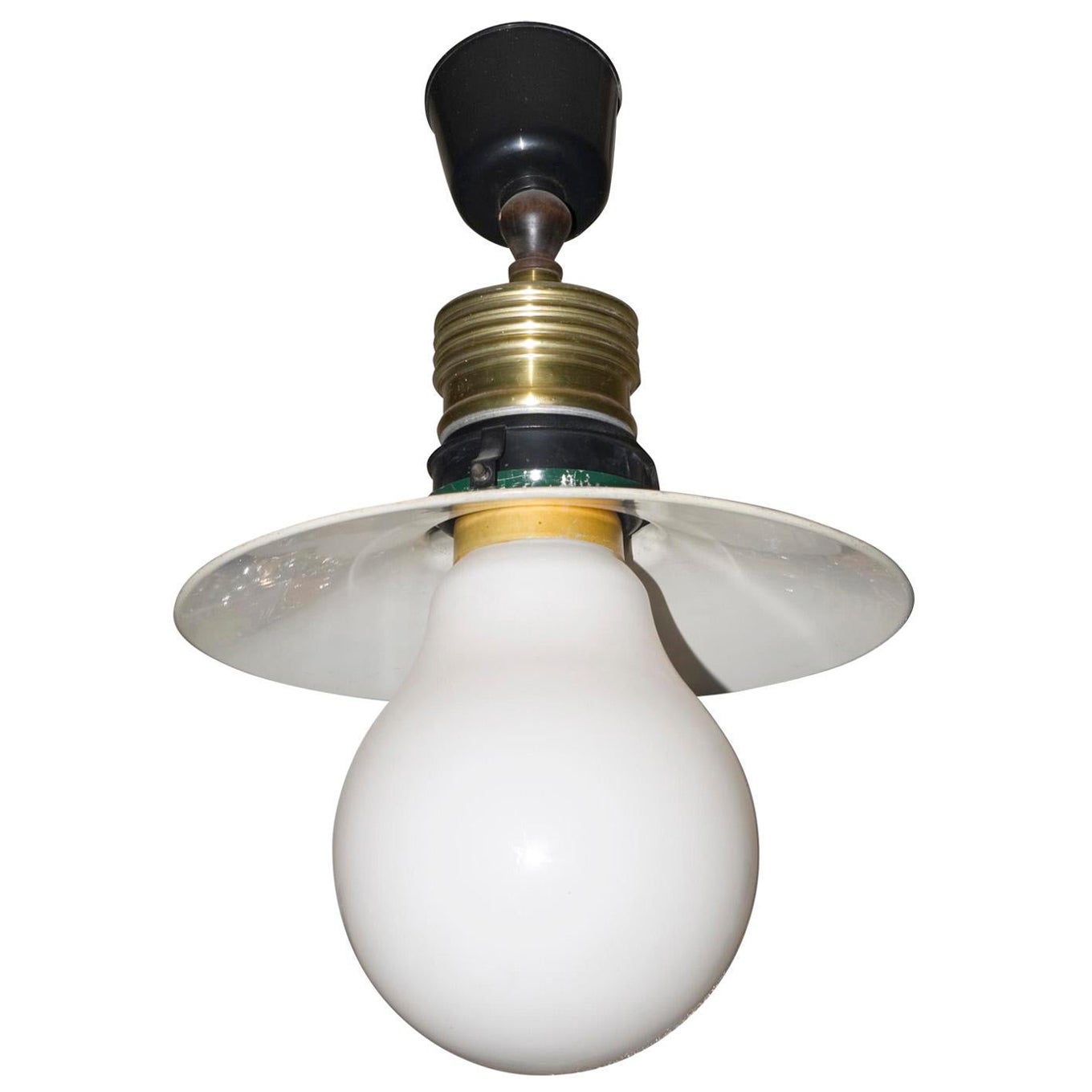 Lampadario in opalina e ferro, 50°, Francia in vendita