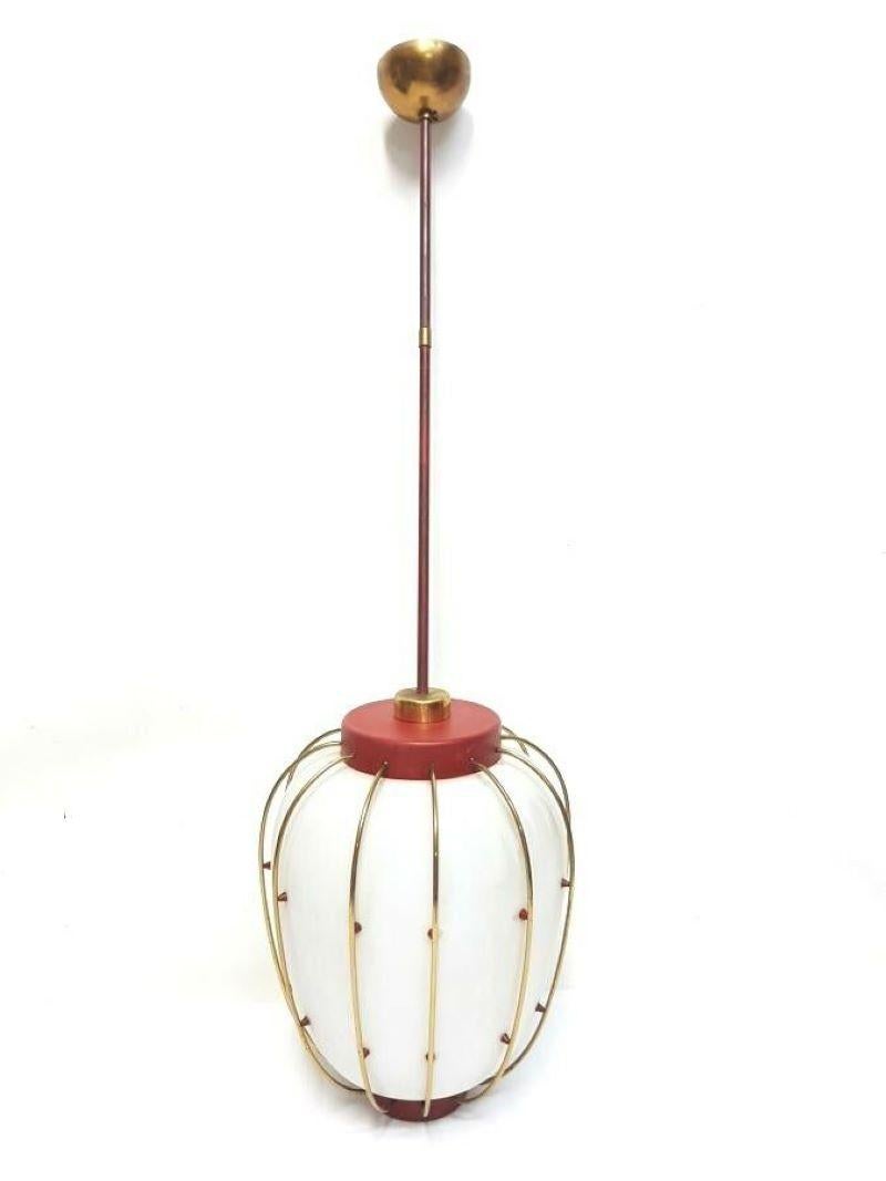 Chandelier in Opaline Glass Design to Angelo Lelii Lelli for Arredoluce, 1950s 4