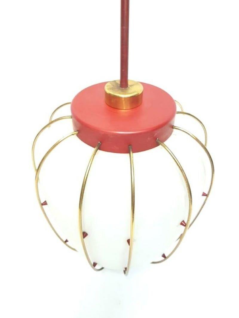 Chandelier in Opaline Glass Design to Angelo Lelii Lelli for Arredoluce, 1950s 5