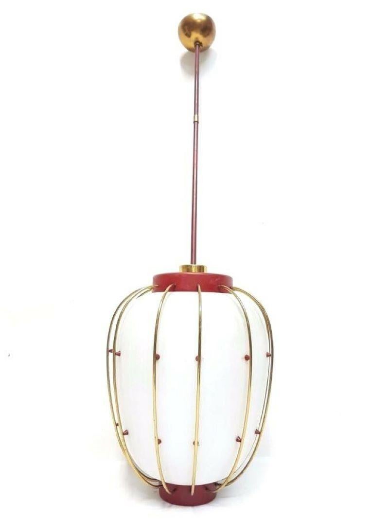 Chandelier in Opaline Glass Design to Angelo Lelii Lelli for Arredoluce, 1950s 3