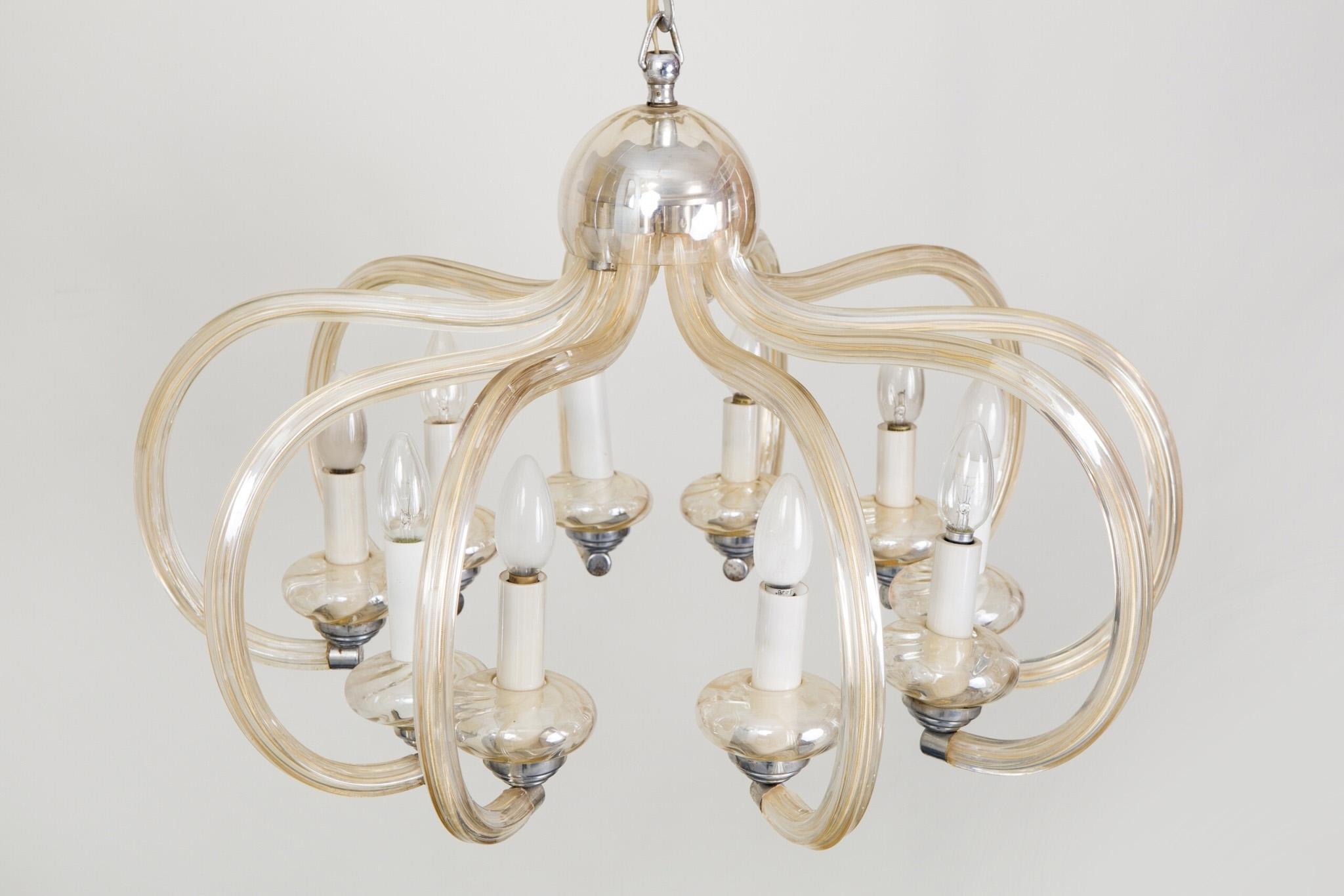 Art Deco Chandelier in Pristine Condition, Made 1920s, in Czechia with Glass For Sale