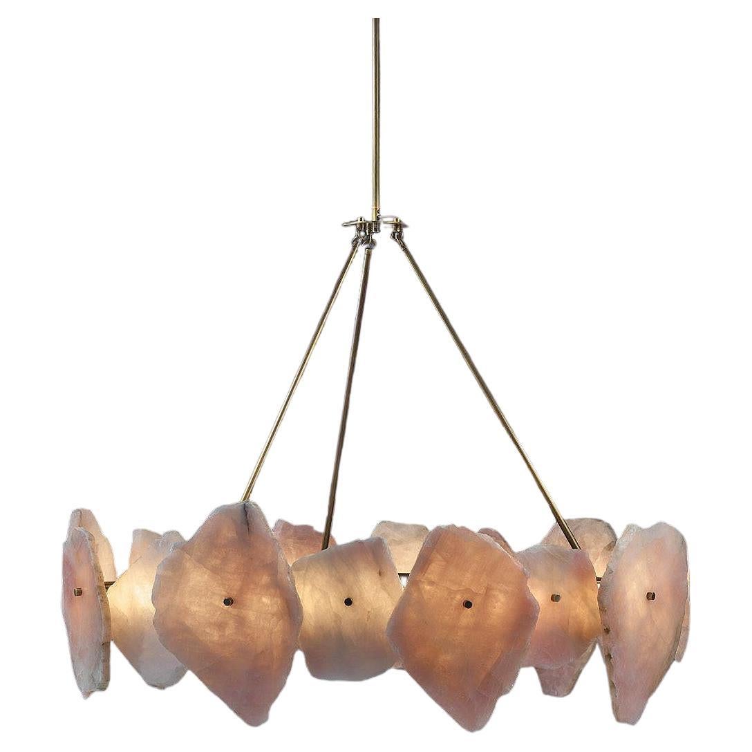 Chandelier in Quartz and Brass, Petra III Circular 1100 by Christopher Boots For Sale