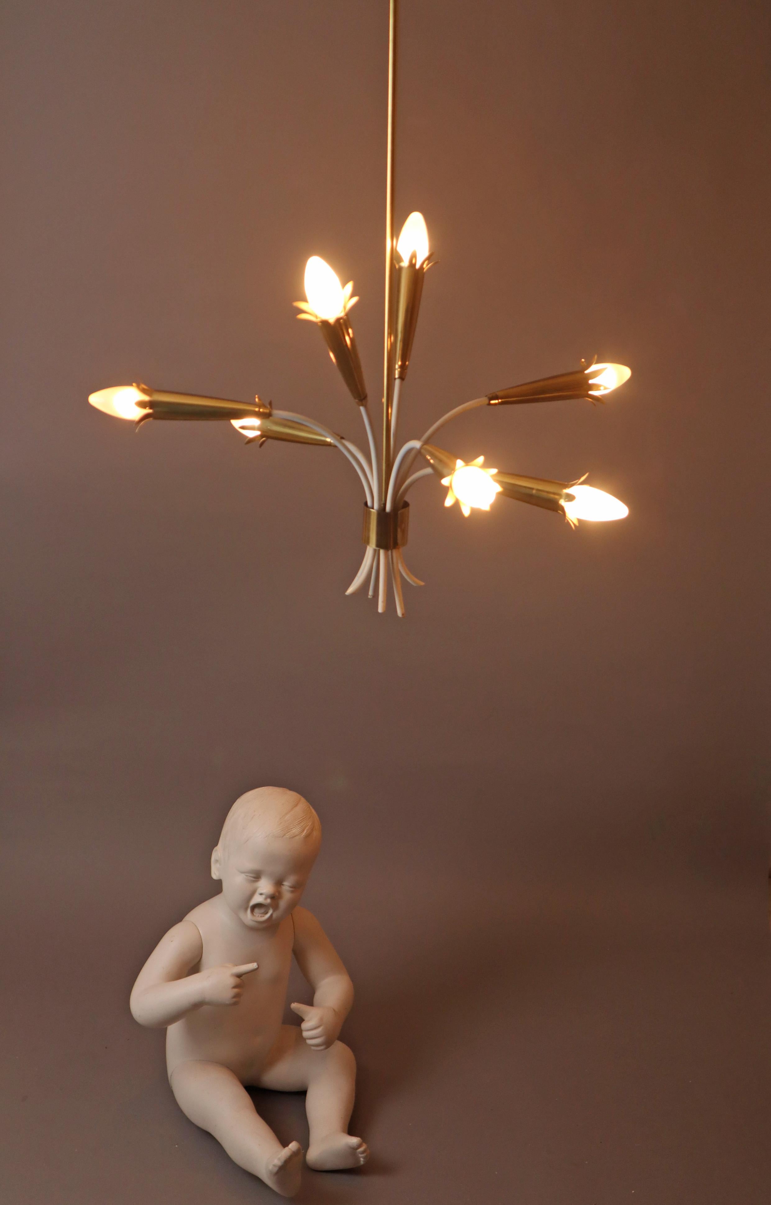 Chandelier in  the shape of a bouquet of flowers , 1950s Germany 12