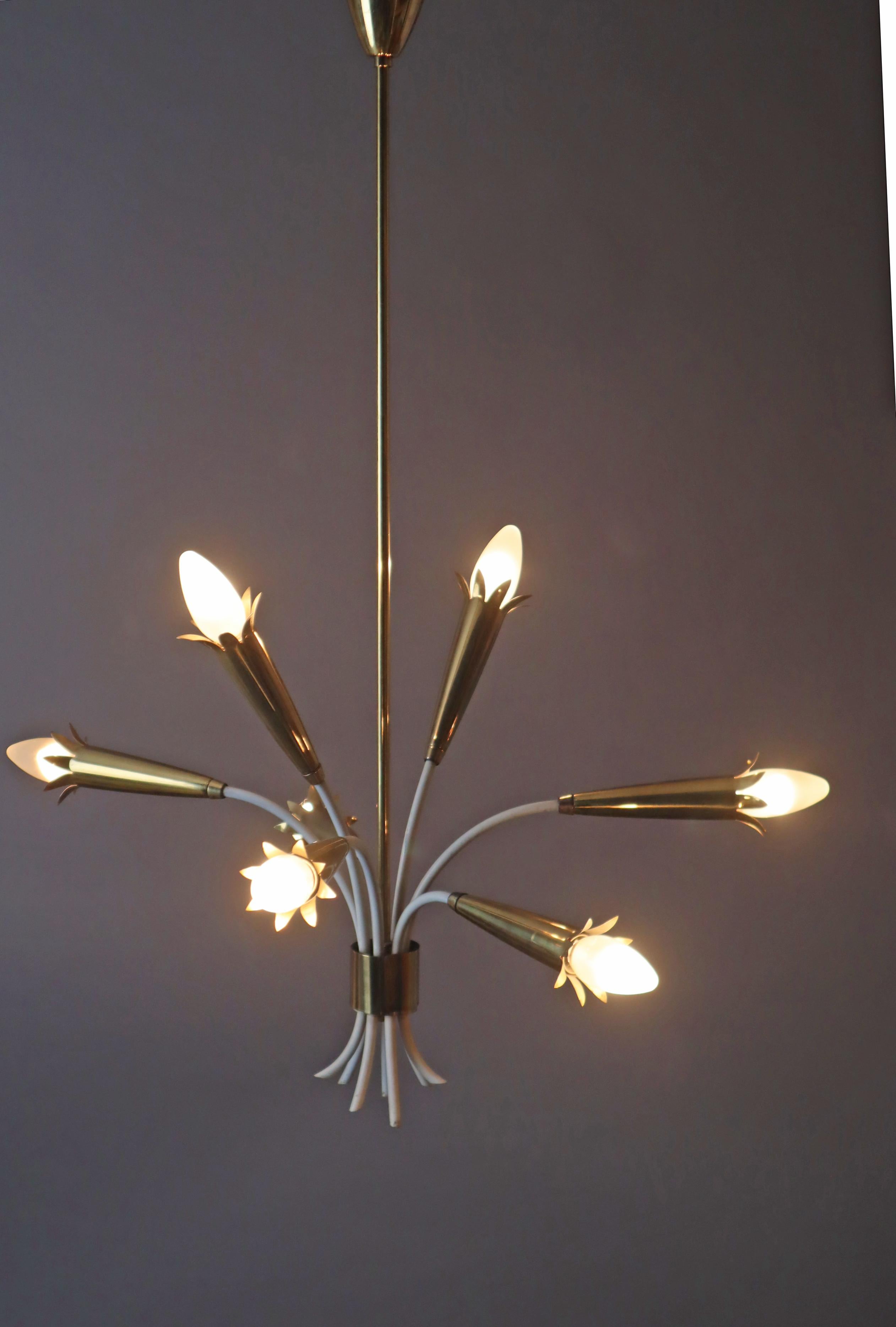 Polished Chandelier in  the shape of a bouquet of flowers , 1950s Germany