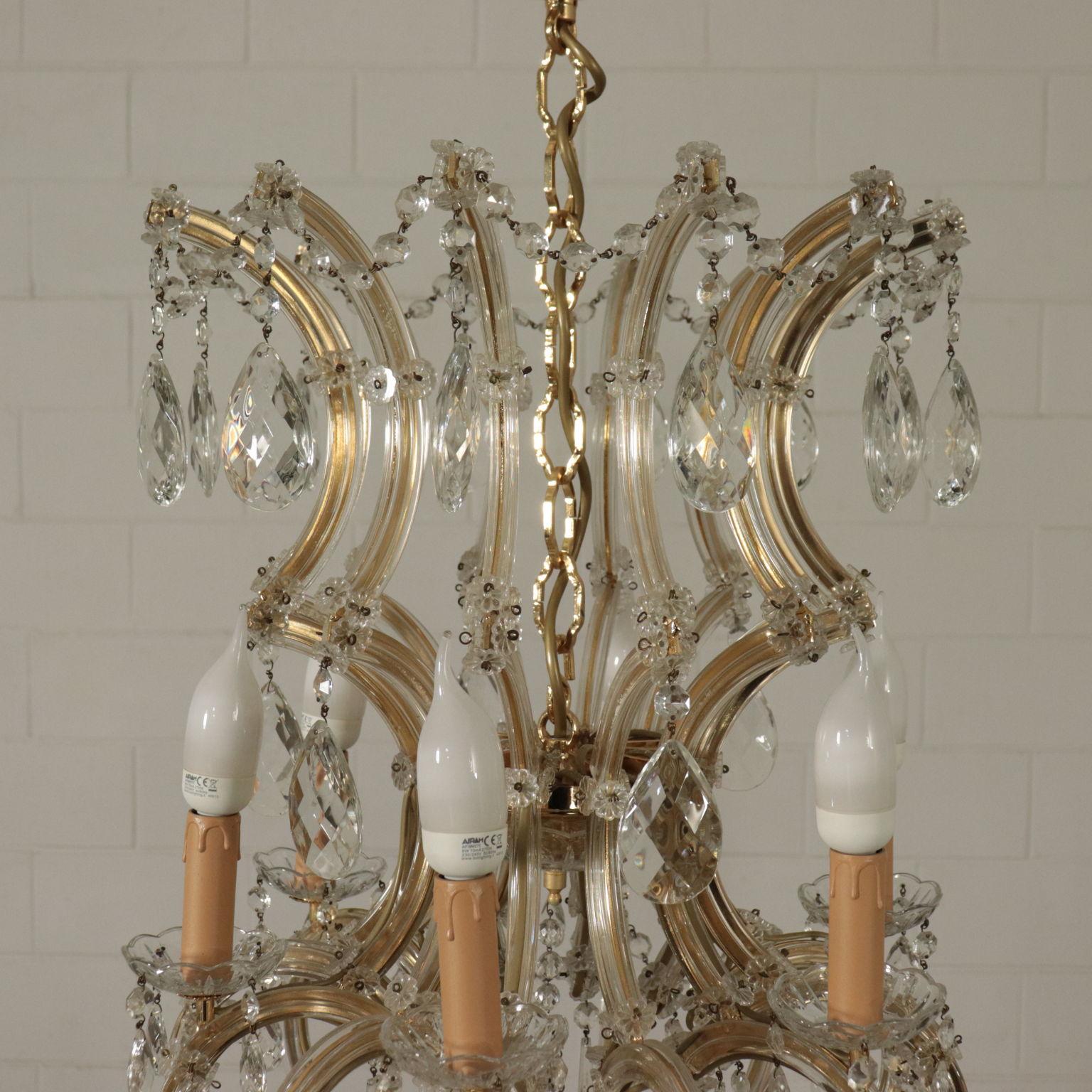 Chandelier in the Style of Maria Theresa Glass, Italy, 20th Century In Good Condition In Milano, IT