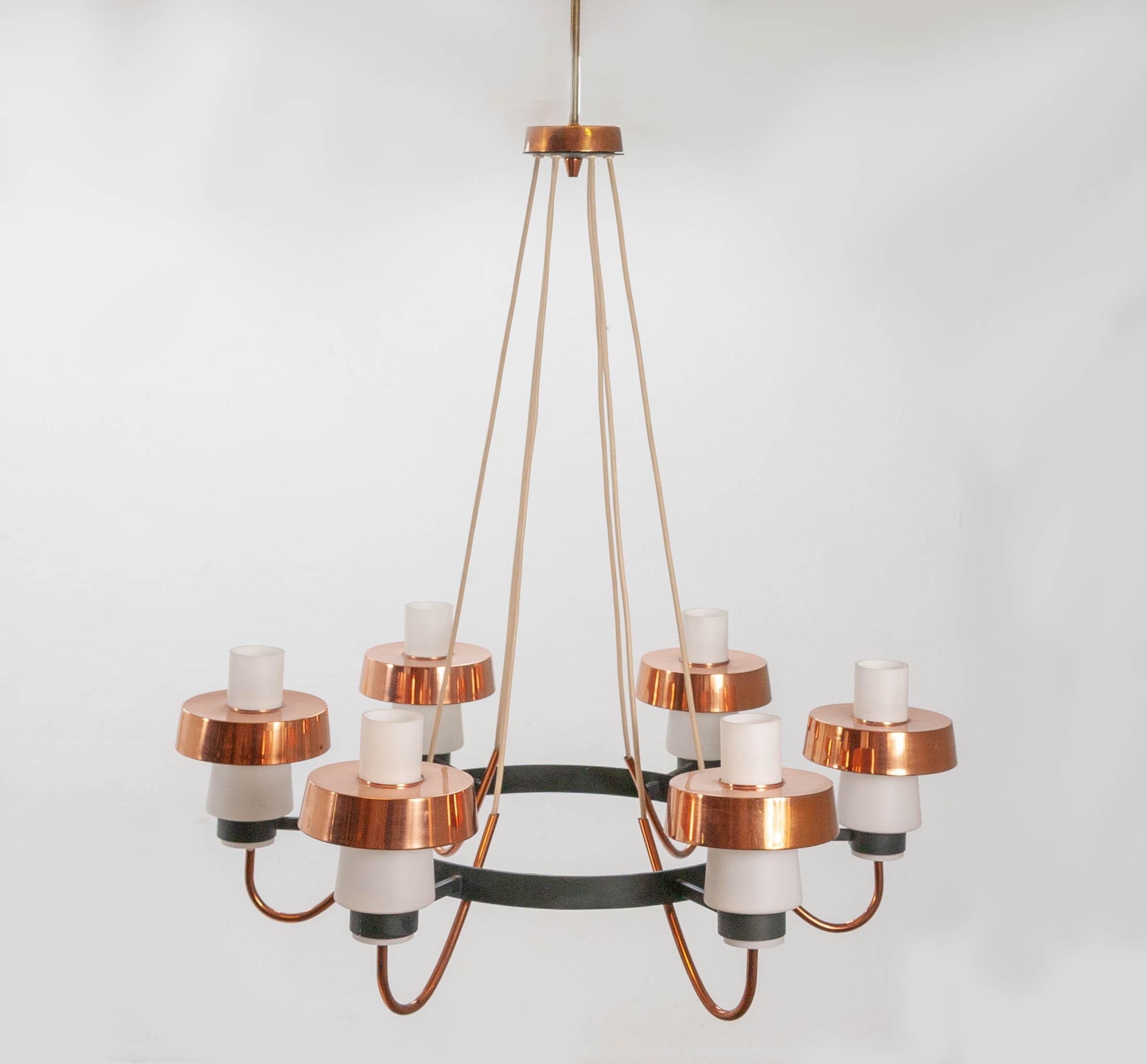 Brass Chandelier in the Style of Stilnovo