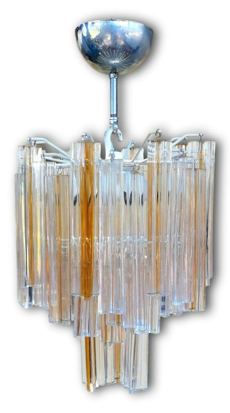 Italian Chandelier in Trefoil Glass Produced by Venini, 1960s For Sale