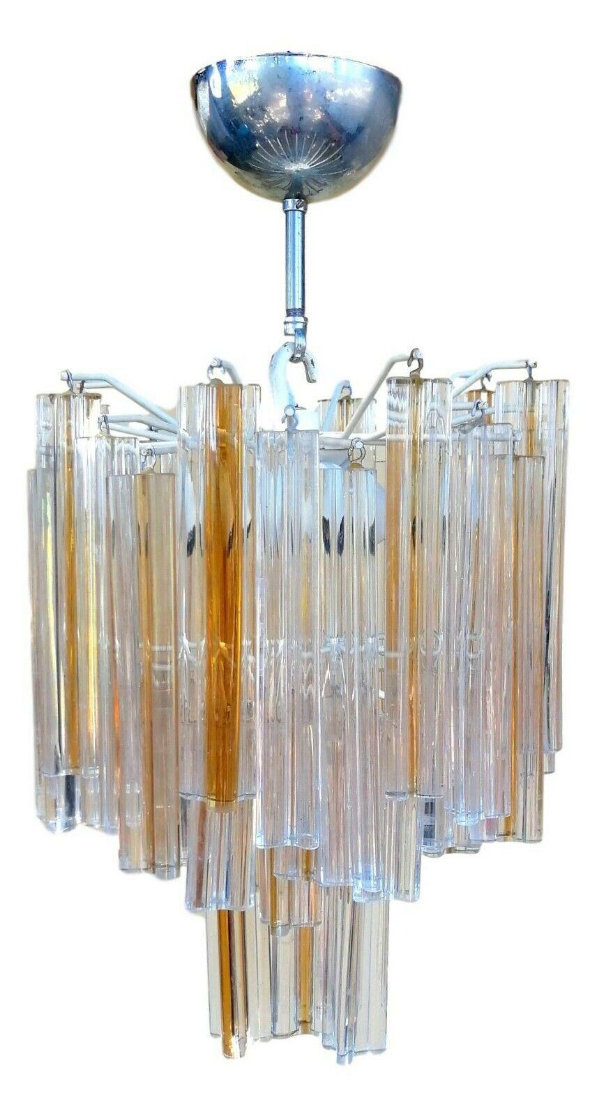 Chandelier in Trefoil Glass Produced by Venini, 1960s In Good Condition For Sale In taranto, IT