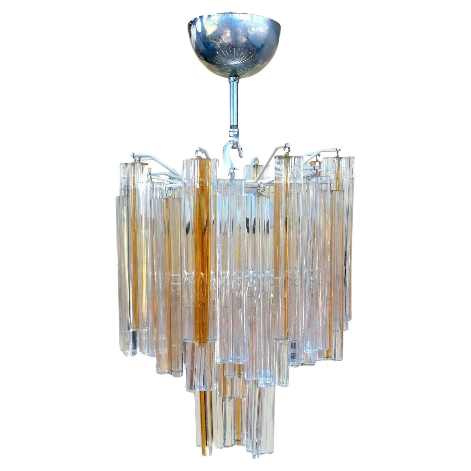 Chandelier in Trefoil Glass Produced by Venini, 1960s For Sale