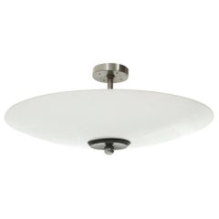 Chandelier in White Curved Glass, 1930s Used Chandelier in White Curved Glass, 1930s