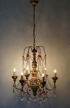 Chandelier in Wood and Crystal