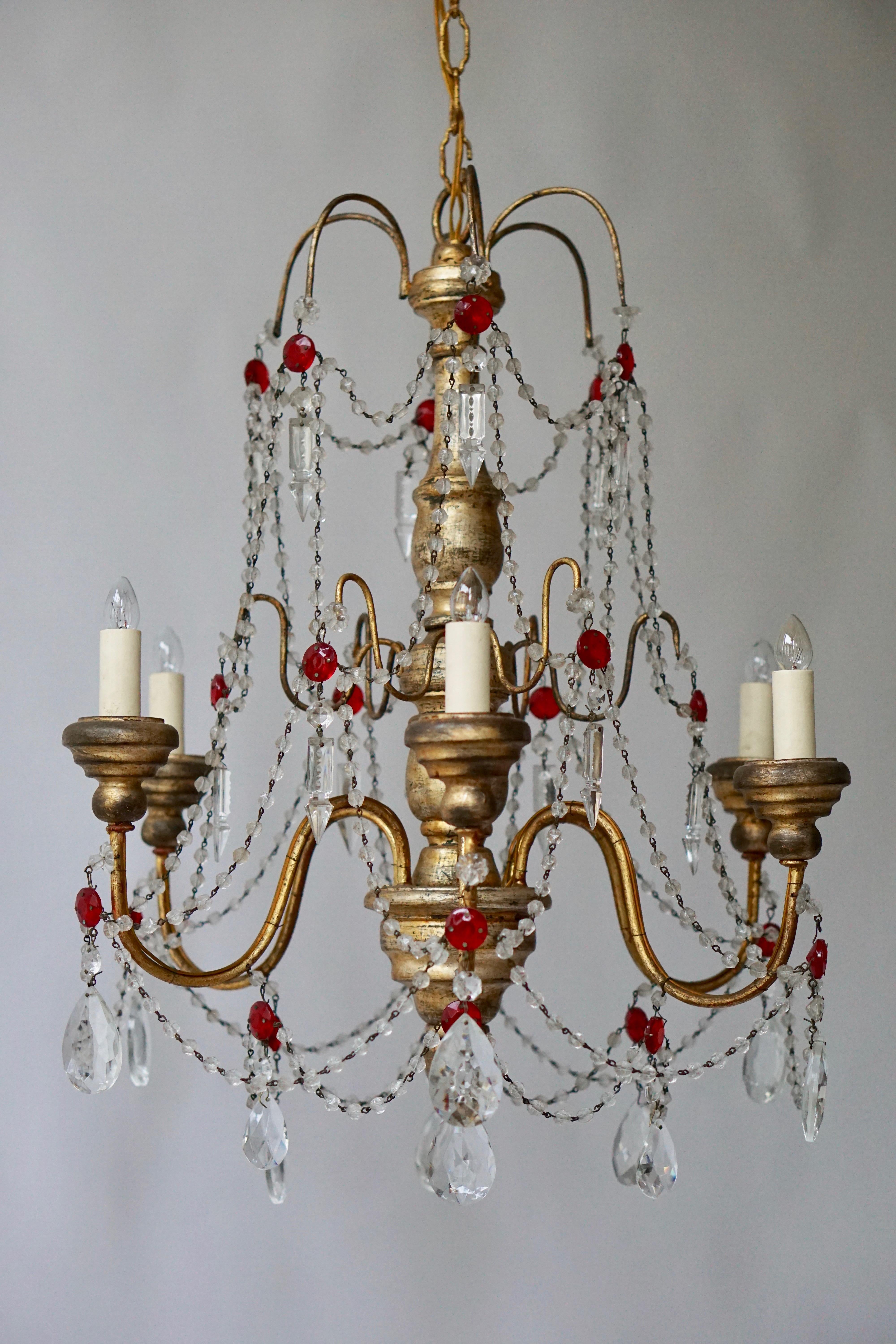 wood and crystal chandelier