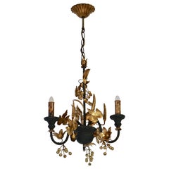 Vintage Chandelier in Wood and Gilded Metal