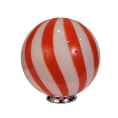 Araña de cristal italiano de Murano Remolinos naranja blanco Colgante Esfera