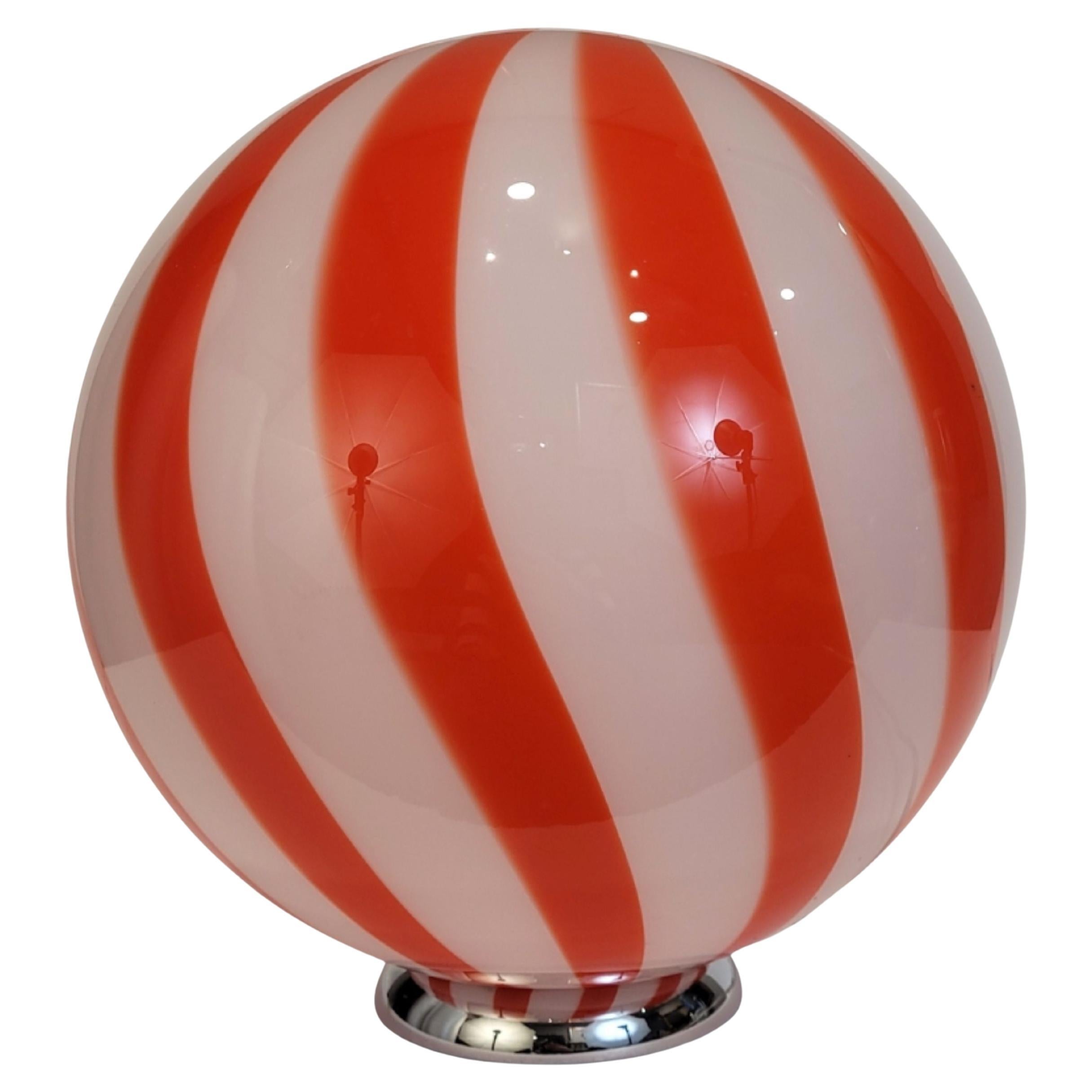 Chandelier Italian Murano Glass Swirlings orange white Pendant Sphere For Sale