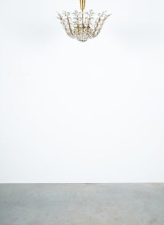 Chandelier J.L Lobmeyr Oswald Haerdtl Glass and Brass, Austria, 1940