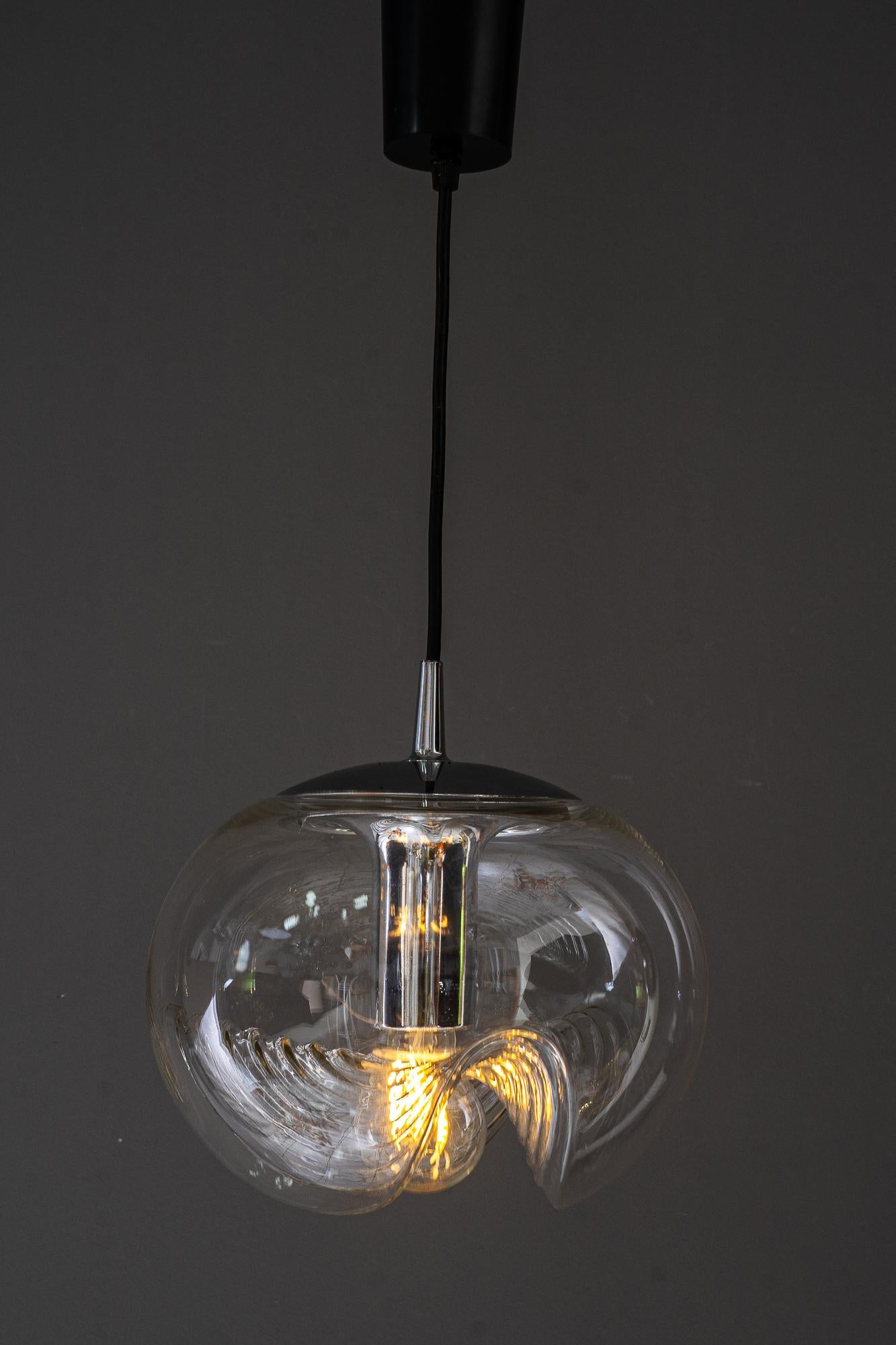Glass Chandelier Koch & Lowy by Peill & Putzler, Germany, 1970s For Sale