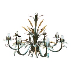  Chandelier Lacquered Metal circa 1950, in the Style of Maison Baguès