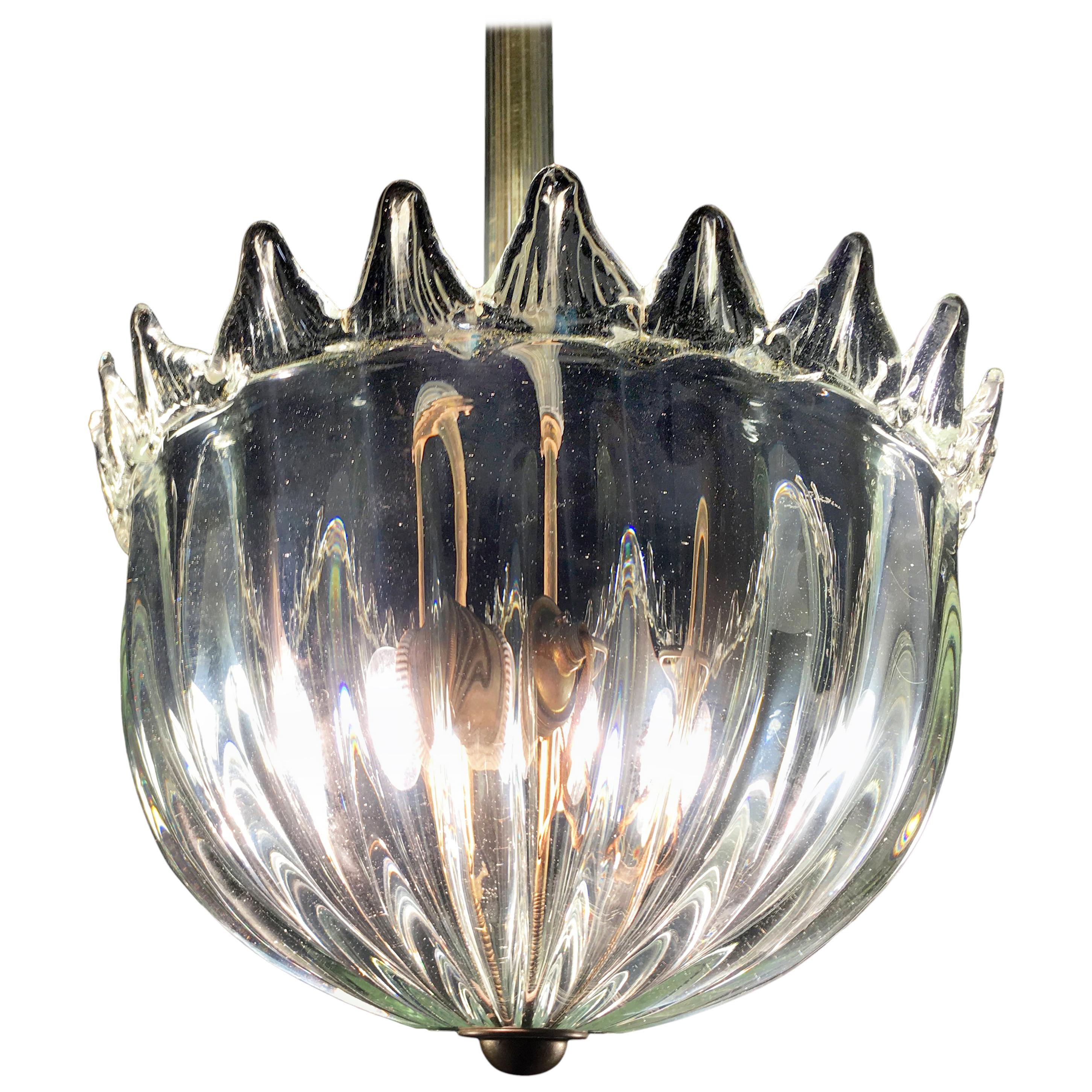 Chandelier Lantern "the Prince" by Barovier 
Toso, Murano, 1940s
