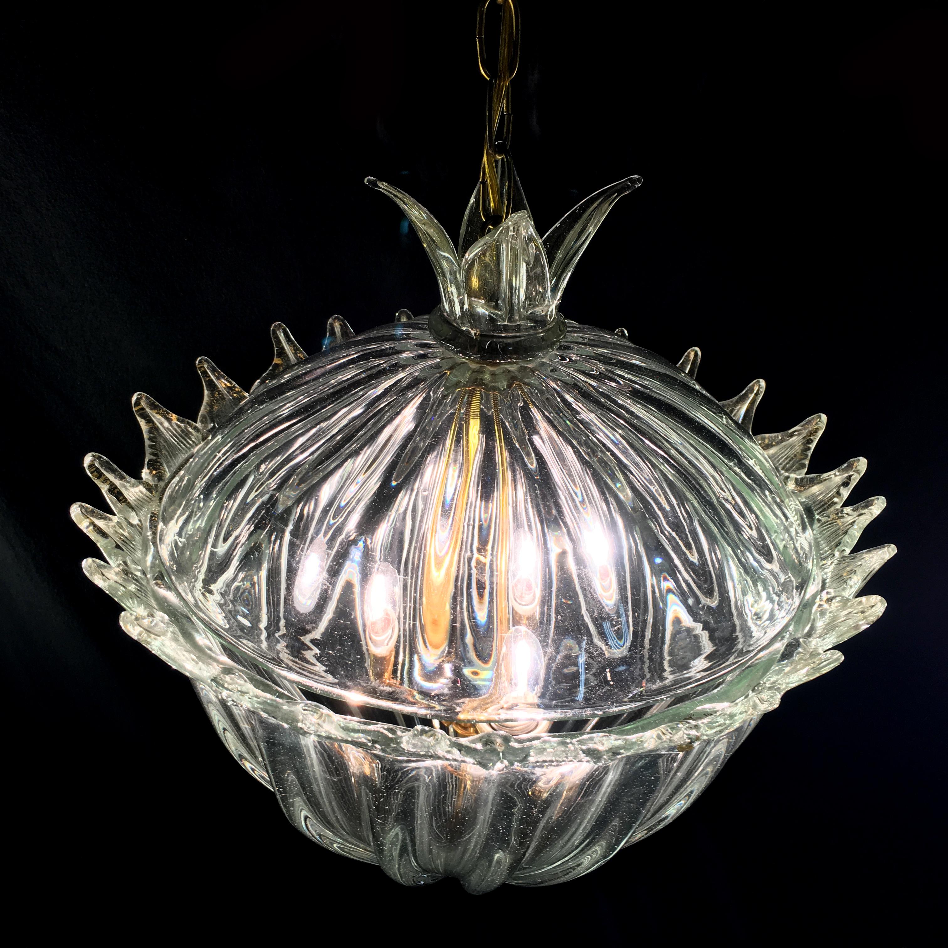 Lanterne de lustre « La Reine Mère » de Barovier & Toso. Murano, années 1940 en vente 11