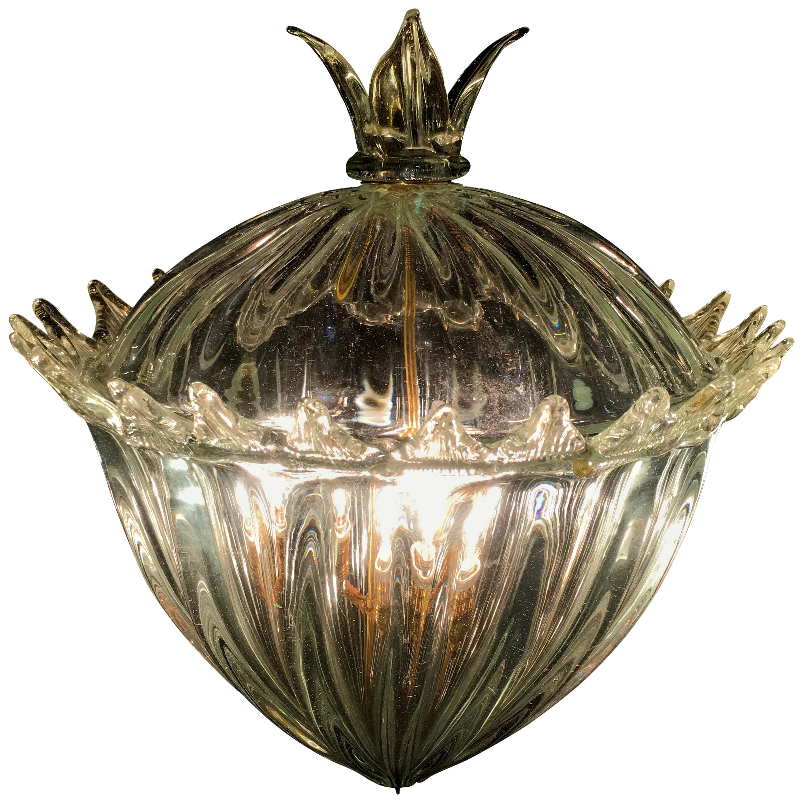 Chandelier Lantern "The Queen Mother" by Barovier & Toso. Murano, 1940s For Sale
