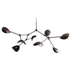 Chandelier, Large Model, in Patinated Bronze Metal, Contemporary Artwork.