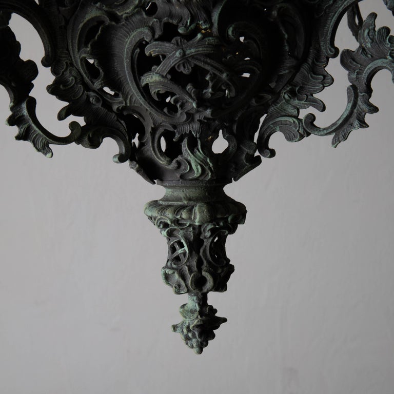 Rococo Revival Chandelier Large New Rococo 19th Century Green Sweden For Sale