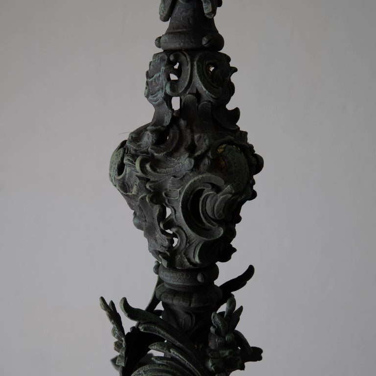 Swedish Chandelier Large New Rococo 19th Century Green Sweden For Sale
