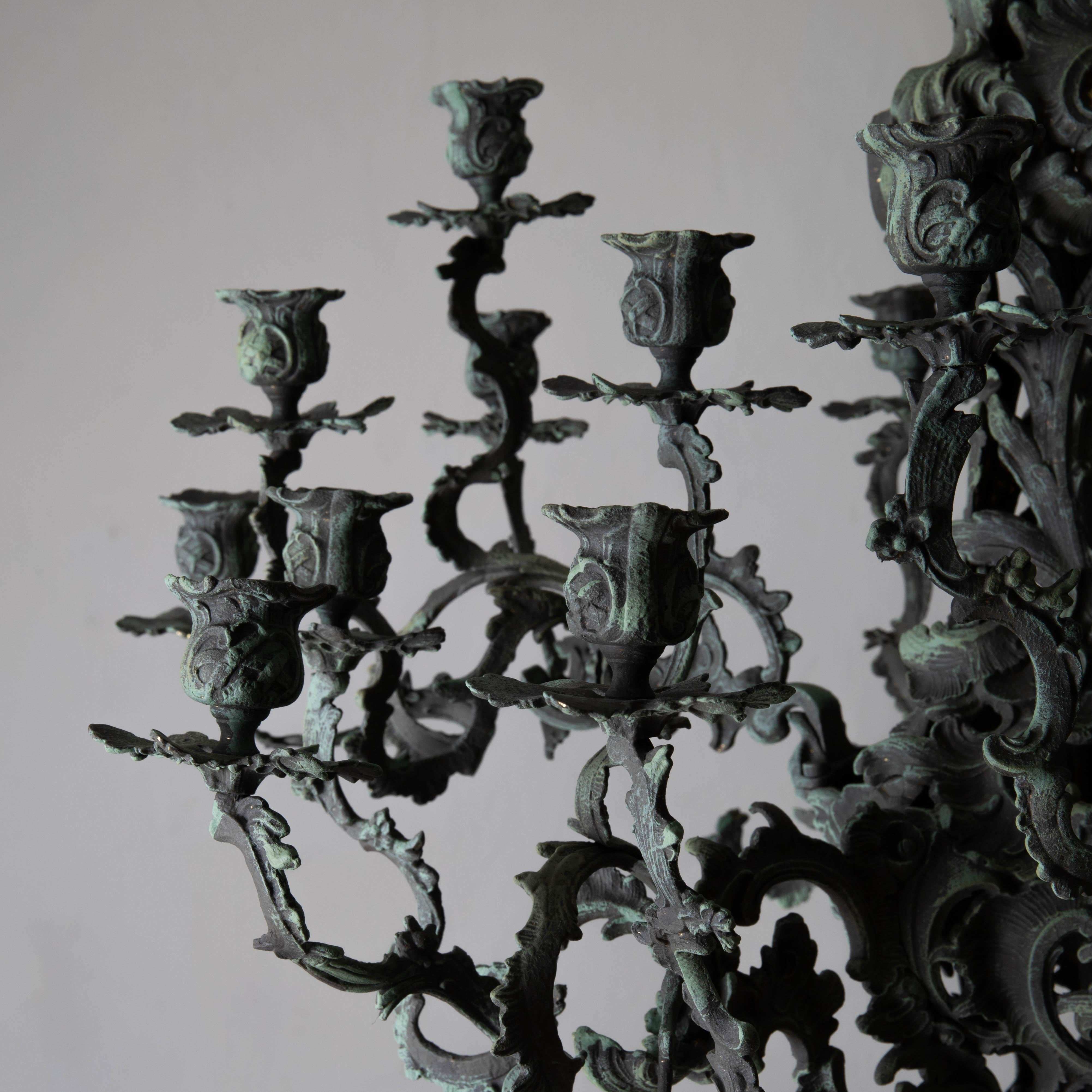 Chandelier Large New Rococo 19th Century Green Sweden 1