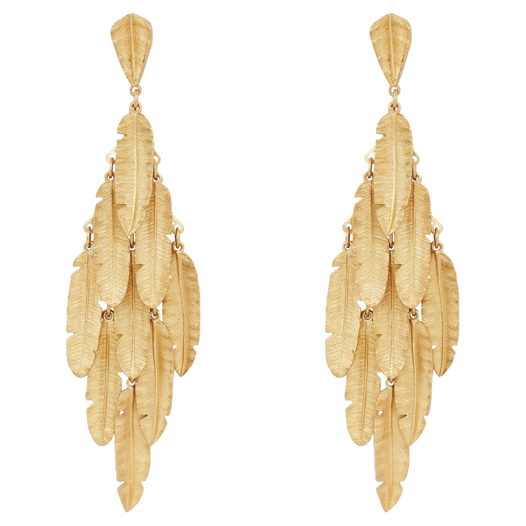 Chandelier leaf earrings in 18k yellow gold