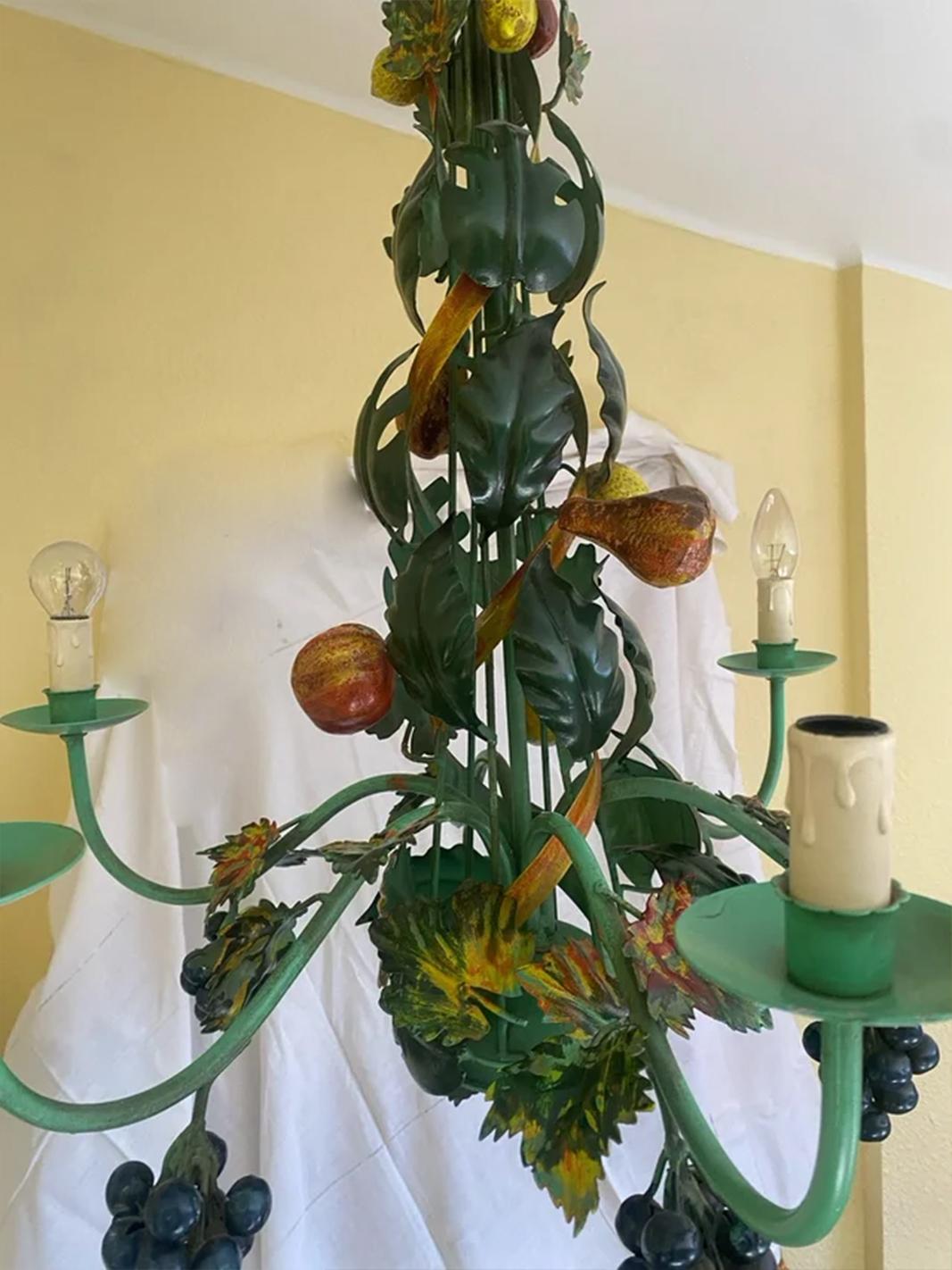 Chandelier Leaves  and Fruits, Italy Mid- 20th Century For Sale 4