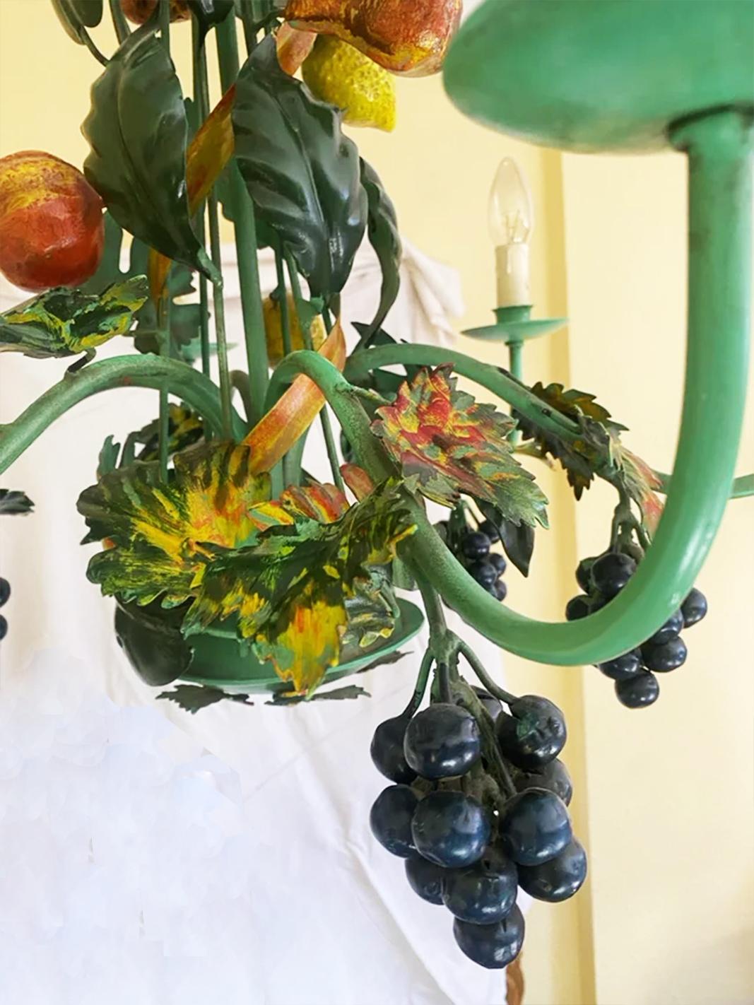 Italian Chandelier Leaves  and Fruits, Italy Mid- 20th Century For Sale