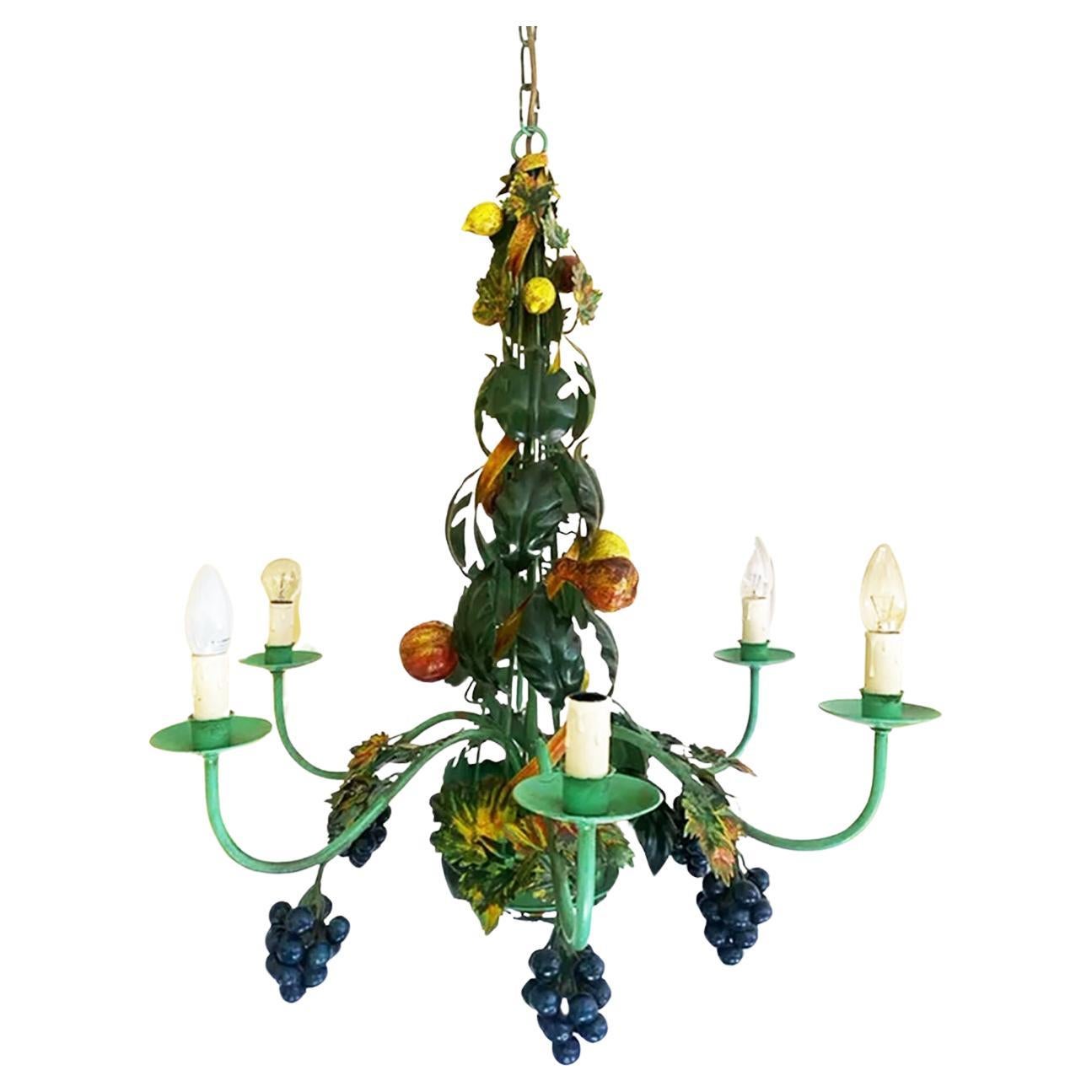 Chandelier Leaves  and Fruits, Italy Mid- 20th Century For Sale