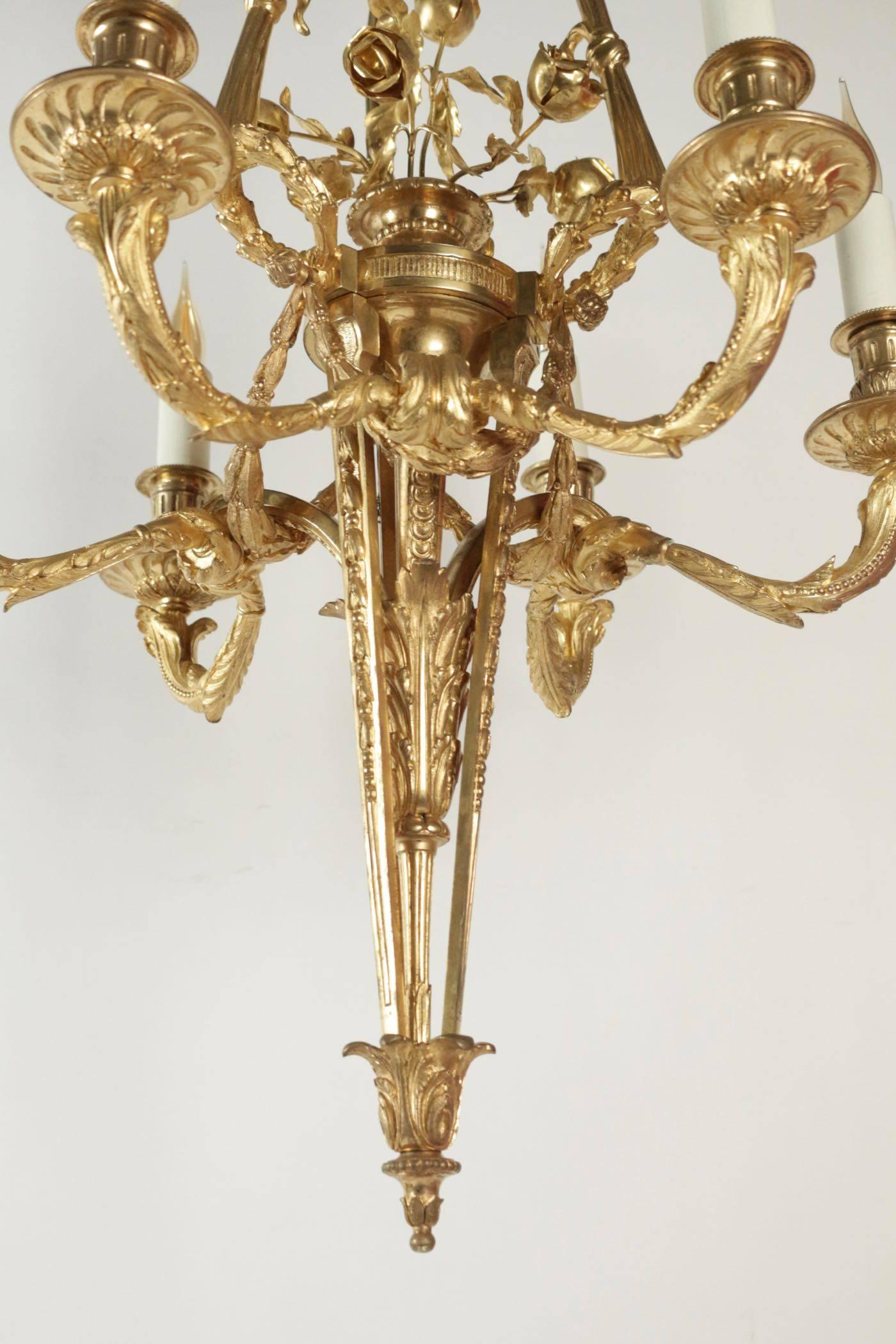 Chandelier Louis XVI Style Gold Gilt on Bronze 5
