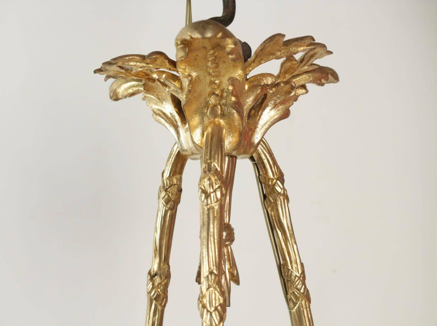 19th Century Chandelier Louis XVI Style Gold Gilt on Bronze