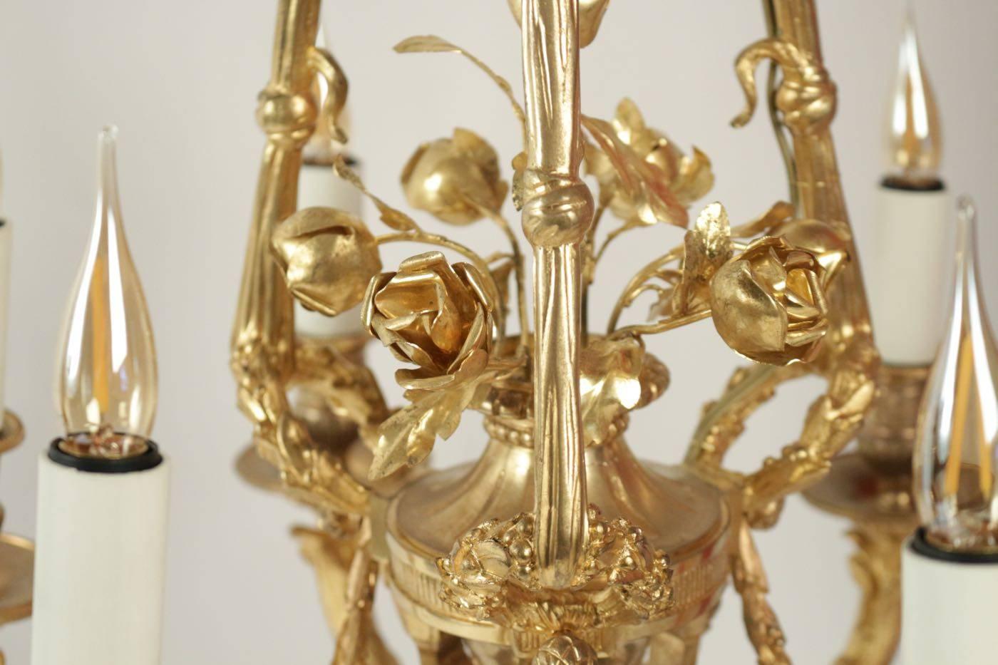 Chandelier Louis XVI Style Gold Gilt on Bronze 1