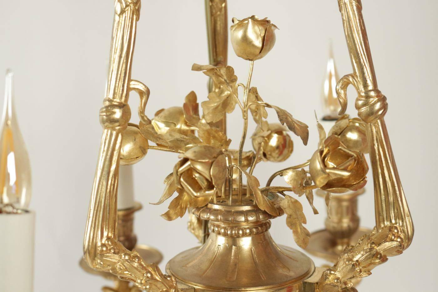 Chandelier Louis XVI Style Gold Gilt on Bronze 2