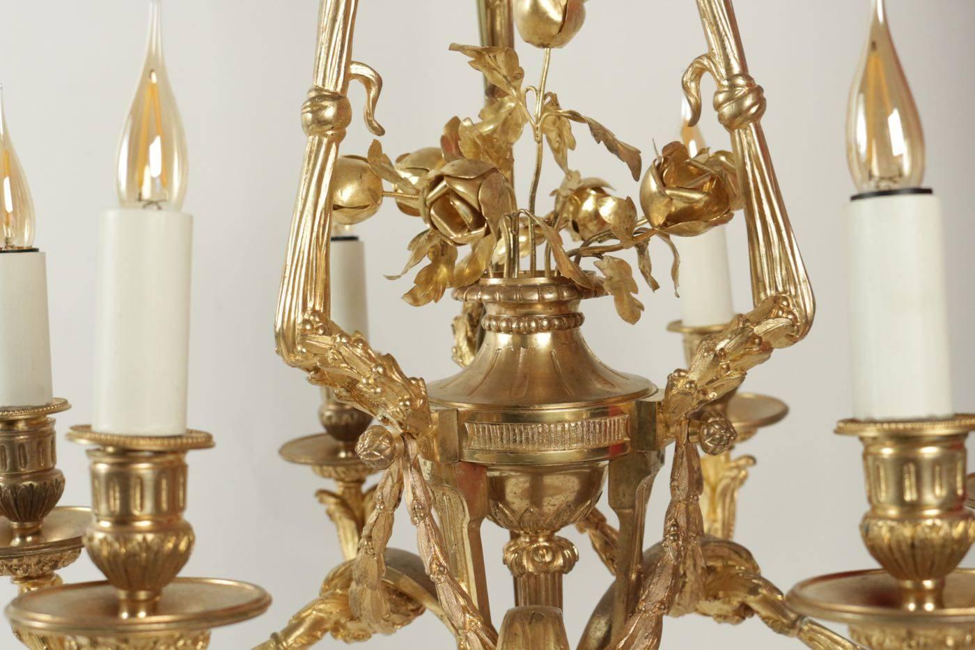 Chandelier Louis XVI Style Gold Gilt on Bronze 3
