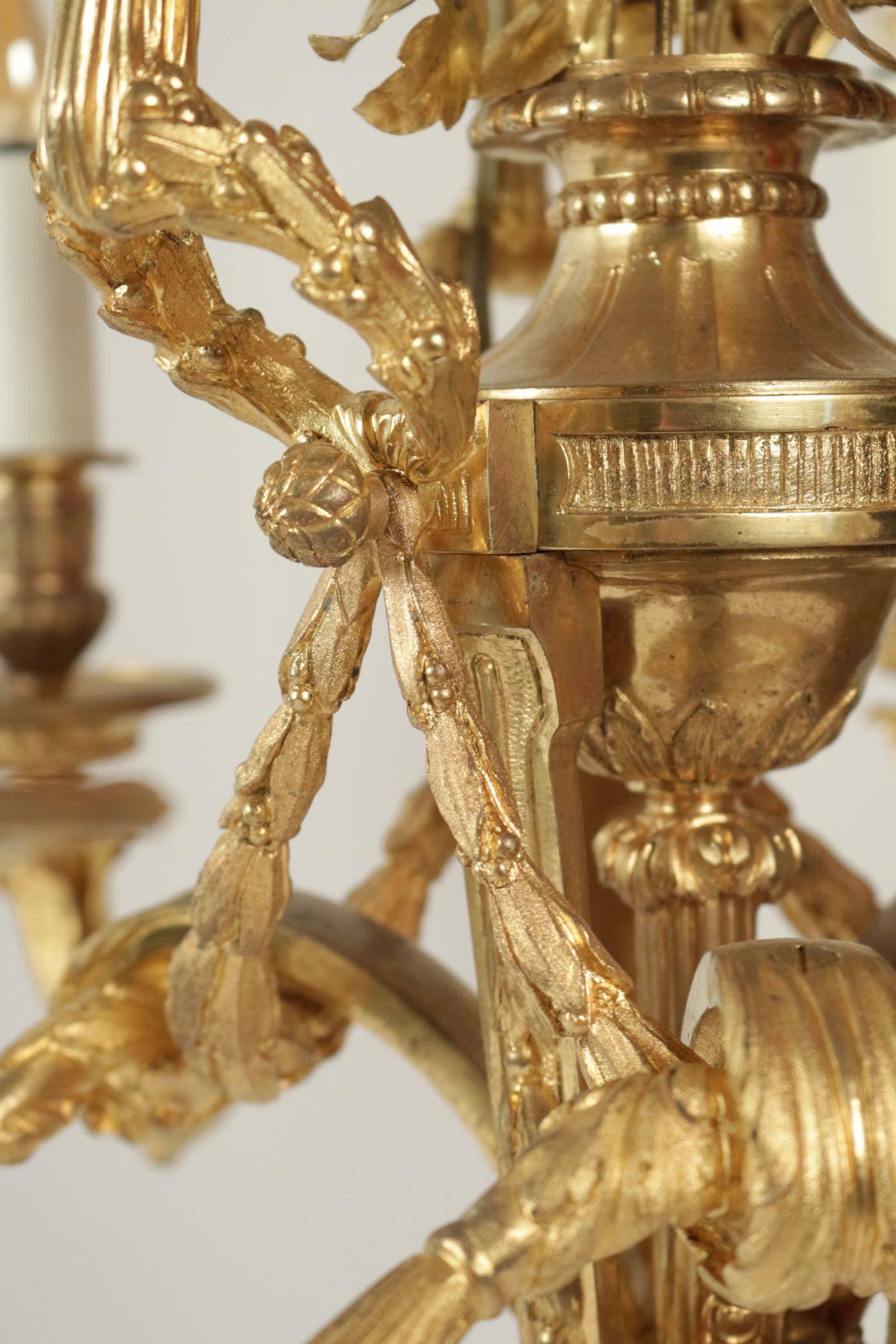 Chandelier Louis XVI Style Gold Gilt on Bronze 4
