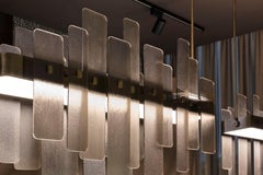 Chandelier Made in Champagne Finish Brass Glass in Bronzed Finish