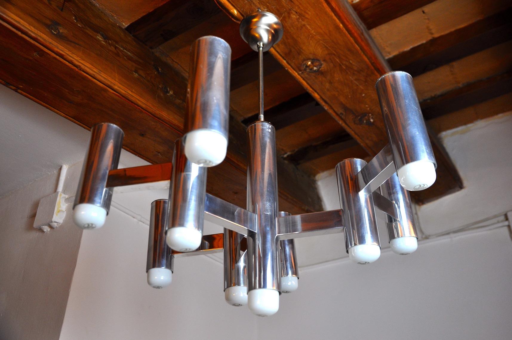 Chandelier Maison Sciolari for Baker, 10 Burners, Italy, 1970 In Good Condition For Sale In BARCELONA, ES