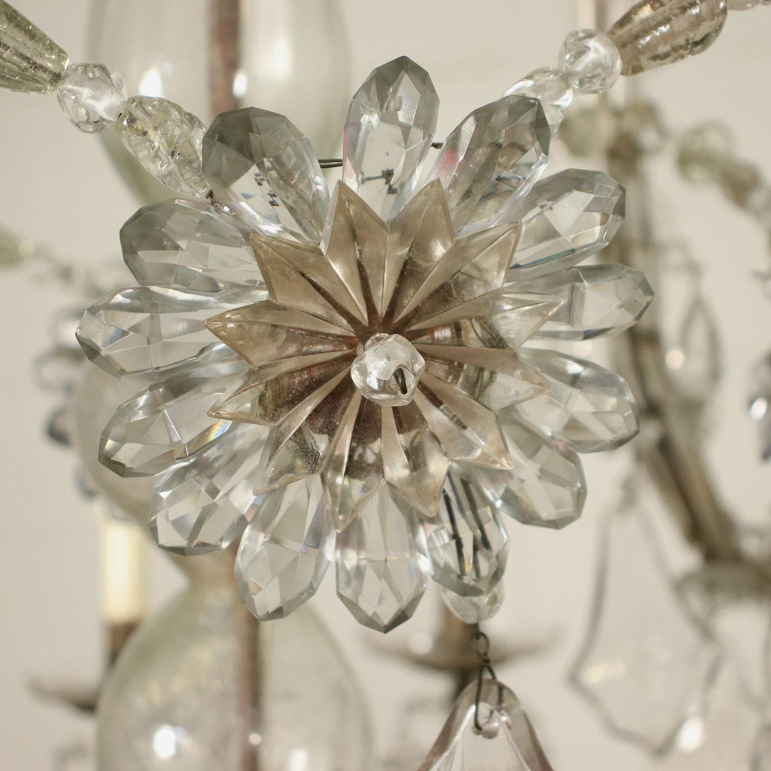 Chandelier Maria Theresa Iron Bronze Glass, Italy, Late 18th Century For Sale 5