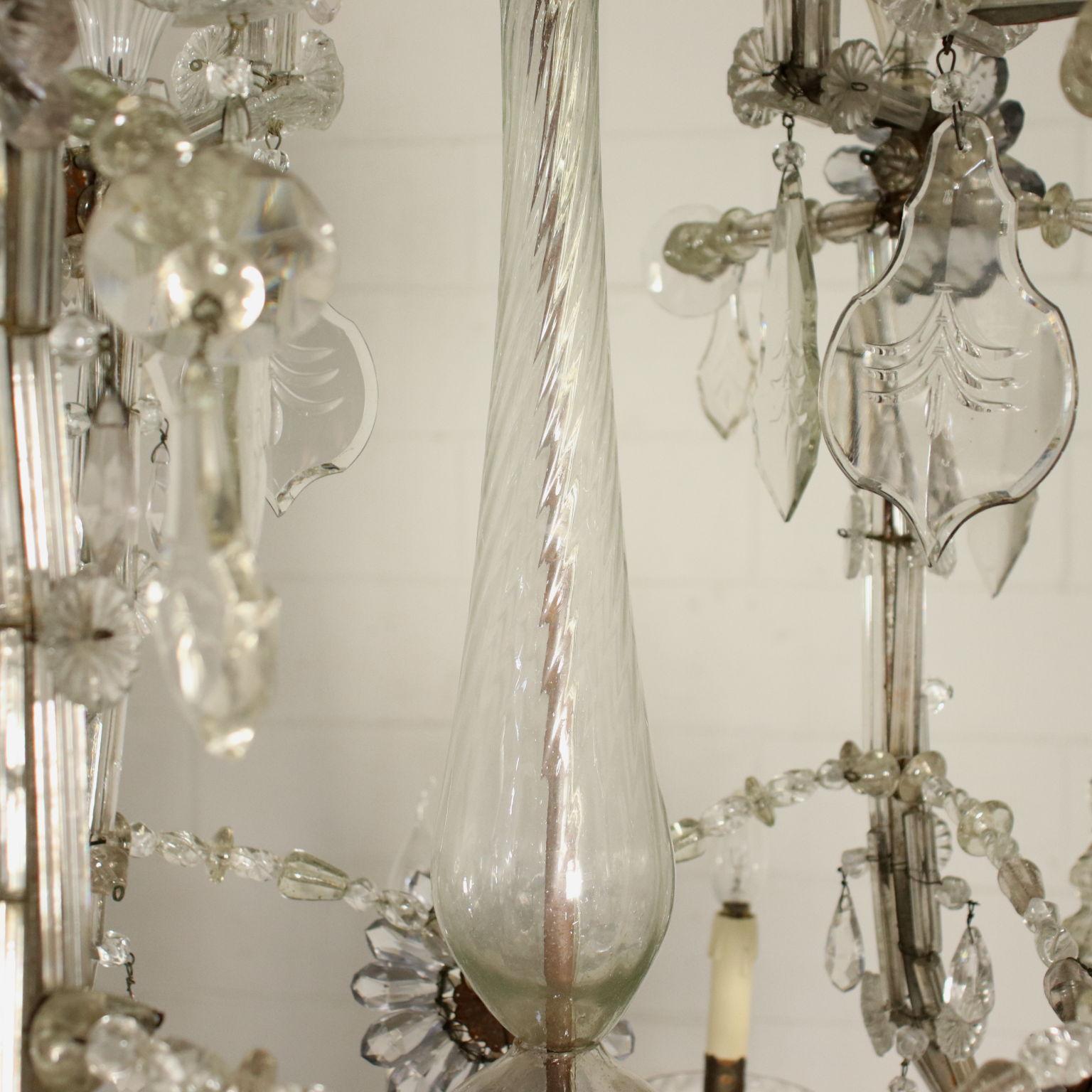 Chandelier Maria Theresa Iron Bronze Glass, Italy, Late 18th Century For Sale 13